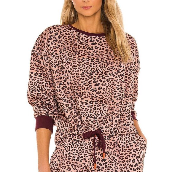 The Upside “Leopard Jane” Cotton Drawstring Hem Crewneck Sweatshirt Size L - Picture 2 of 10